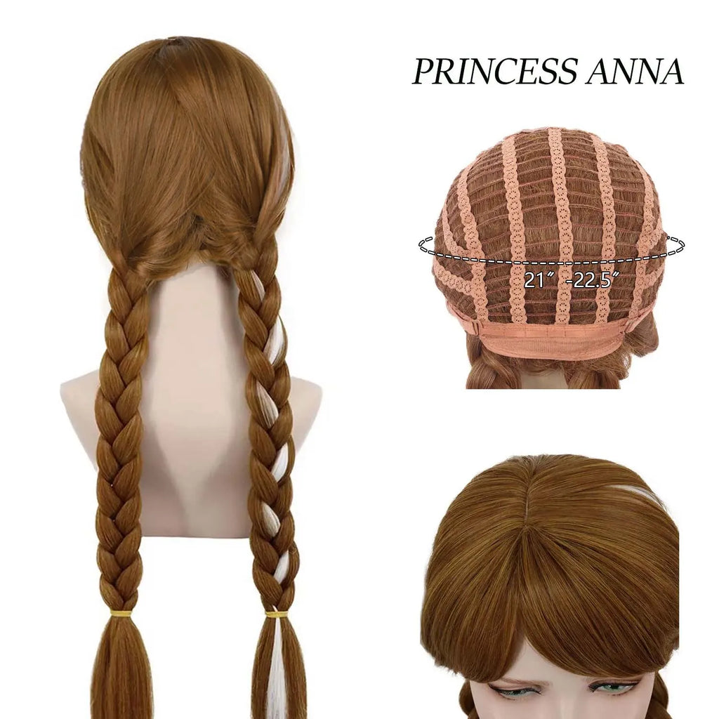 Braided Brown Cosplay Wig for Synthetic Anna Wigs Cosplay Party Wig Peluca De Princesa Princess Wig for Halloween Christmas