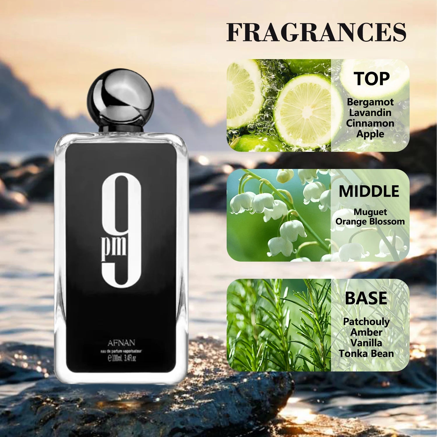 Afnan 9 AM for Unisex  Eau De Parfum 9 PM Long-lasting Pheromone Fragrance for Men and Women High Quality Cologne Perfume 3.4Oz