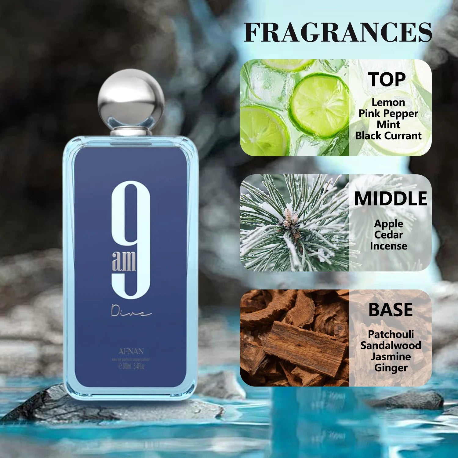 Afnan 9 AM for Unisex  Eau De Parfum 9 PM Long-lasting Pheromone Fragrance for Men and Women High Quality Cologne Perfume 3.4Oz