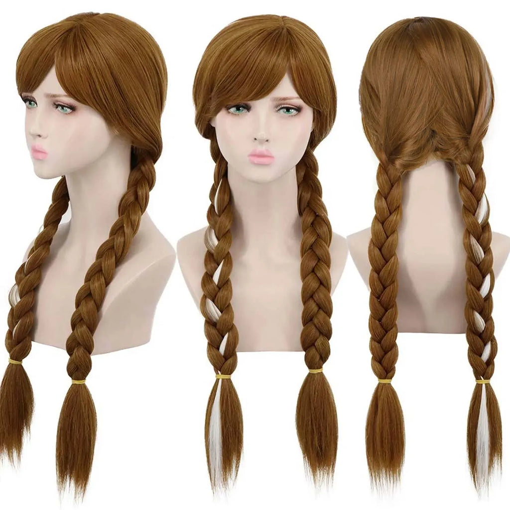 Braided Brown Cosplay Wig for Synthetic Anna Wigs Cosplay Party Wig Peluca De Princesa Princess Wig for Halloween Christmas